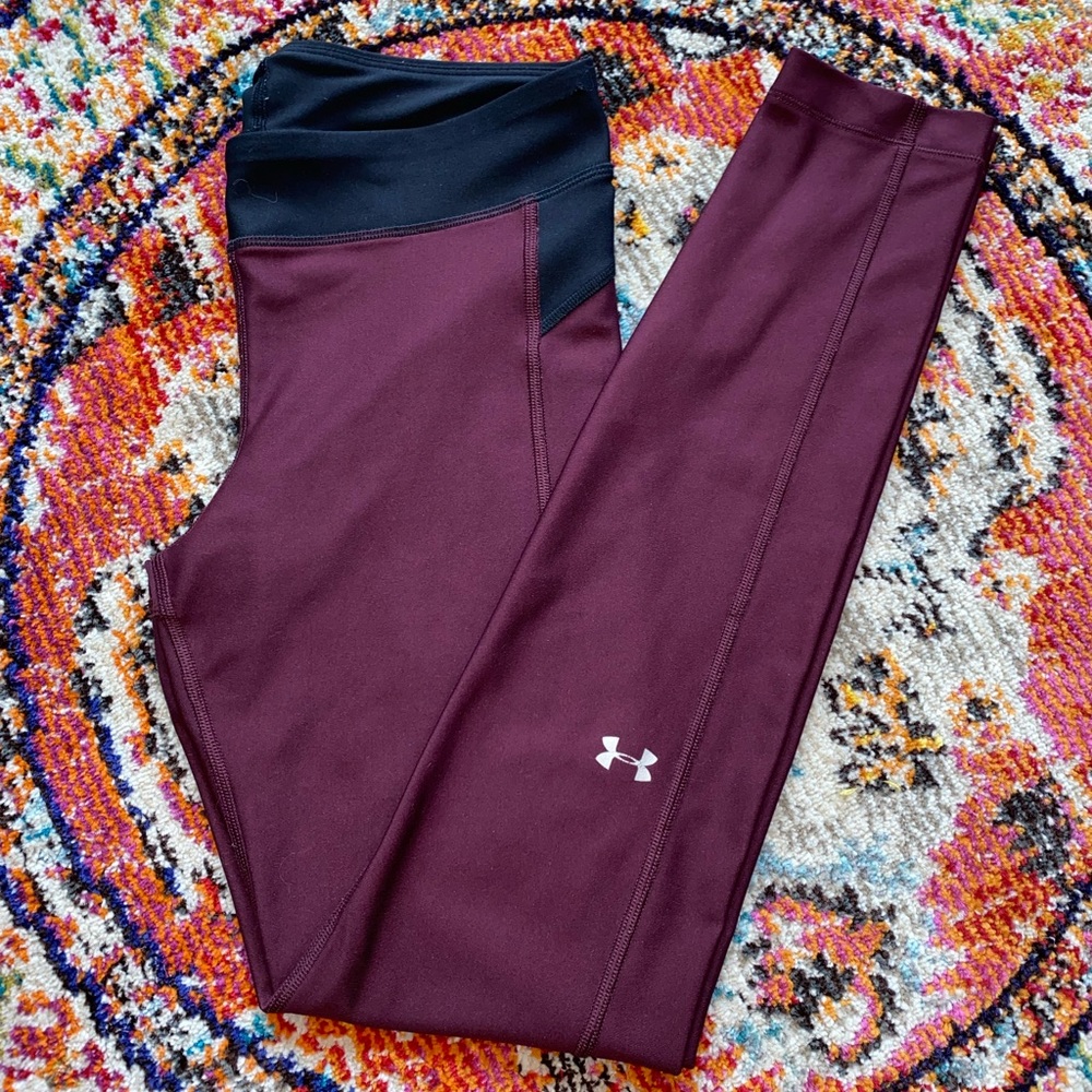 Under Armour wine colored leggings.